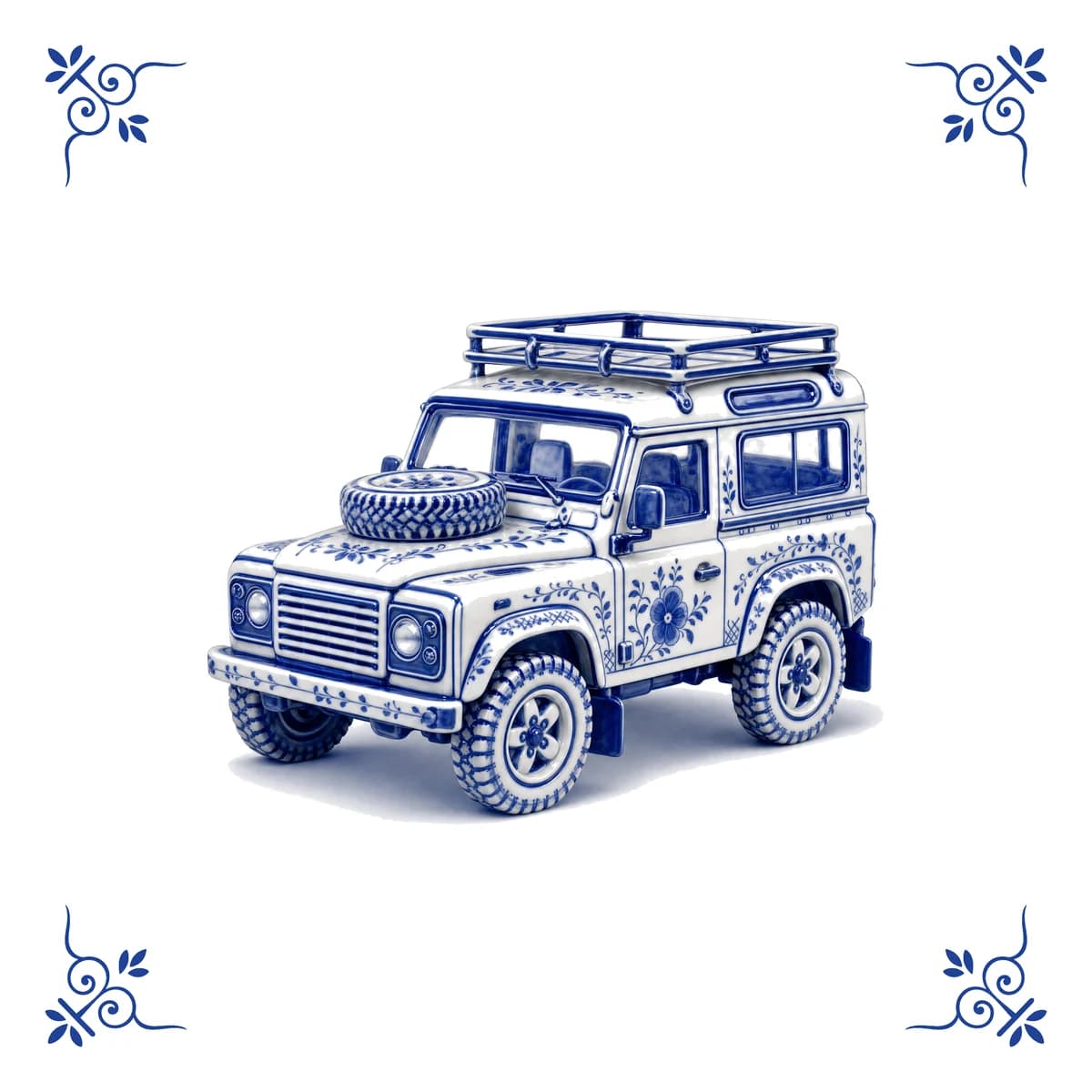 Klassieke Land Rover, Delfts blauw tegeltje